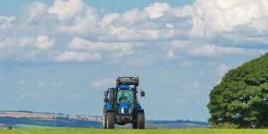 A tractor on a farm near Cranfield school